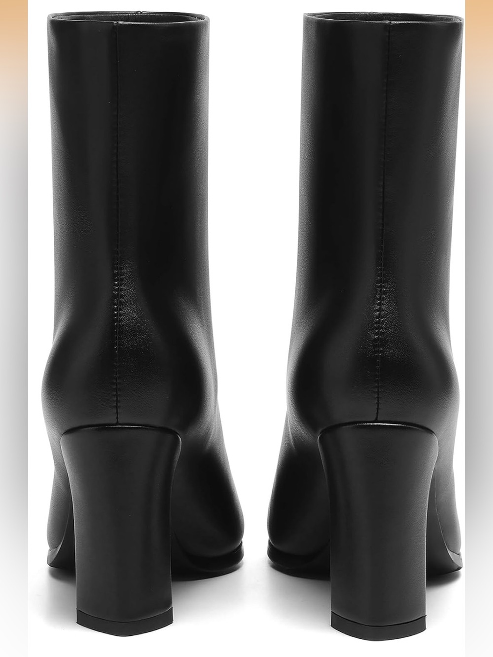 Pointed Toe Ankle Boots Triangle Block Heel Booties Pull-On Smooth Faux Leather - Picture 7 of 10